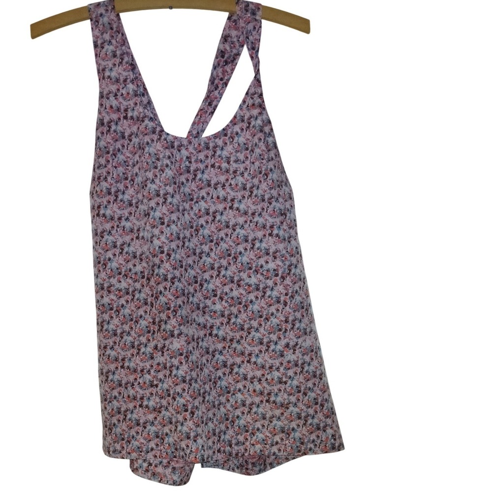 J.Crew Womens Pink Blue Abstract Pleated Back Sleeveless Blouse Top Size 14